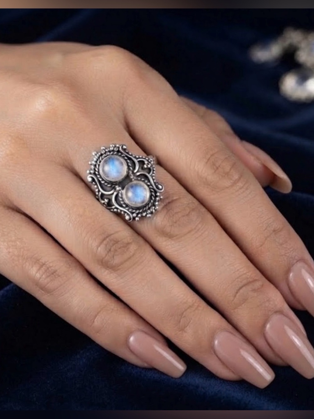 Sterling Silver Rainbow Moonstone Ring
